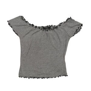 Forever 21 off the shoulder striped cropped tee